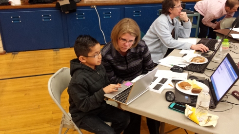 Woodbury Elementary students sat down with Board members Monday to share work they'd done using Chromebooks. 